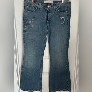 Mossimo Supply Co. Blue Floral Flare Jeans